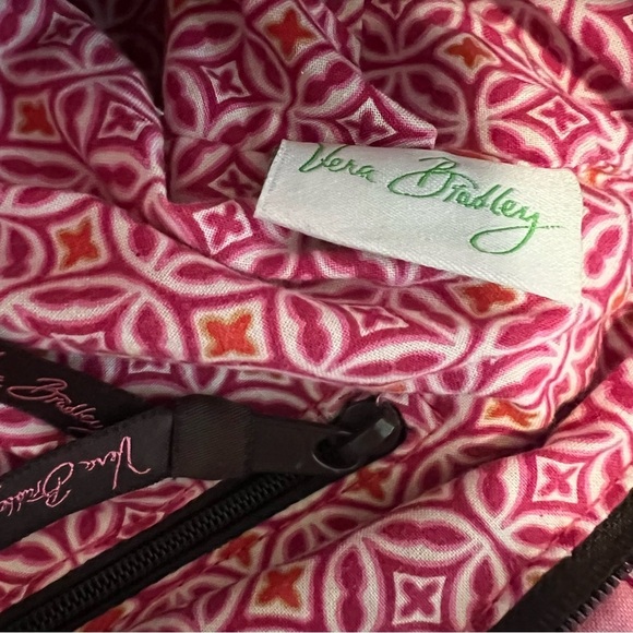 VERA BRADLEY Mod Pink 2007 Morgan Shoulder Bag 2 Handle Brown Pink Floral 70s - Picture 12 of 13